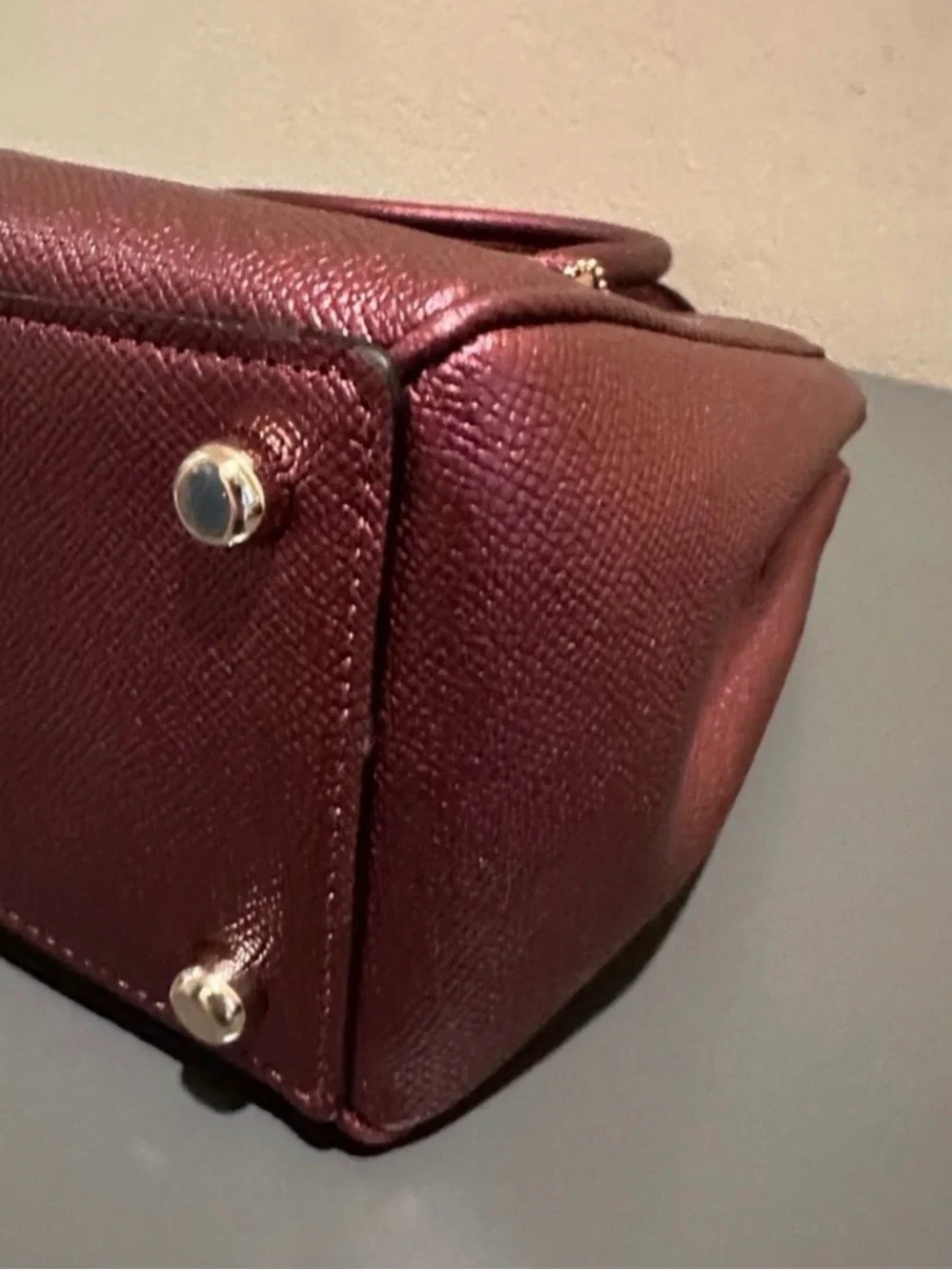 Coach Mini Surrey Satchel & Matching Wallet - Metallic Wine - F67242